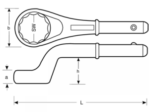 Усиленный накидной ключ со смещением метрических размеров